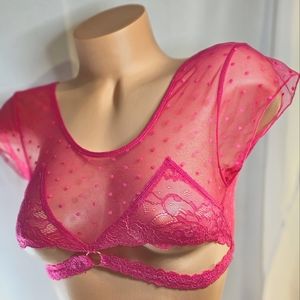 Pink Mesh and Lace Bra Top